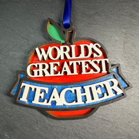 World's Greatest Teacher Layered Wood Ornament