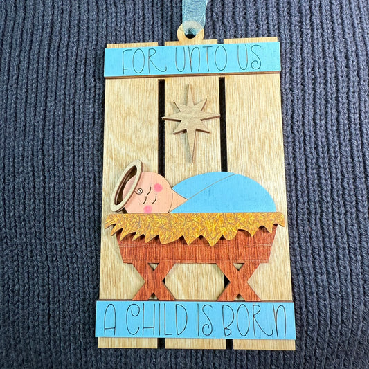 Manger Pallet Layered Wood Ornament