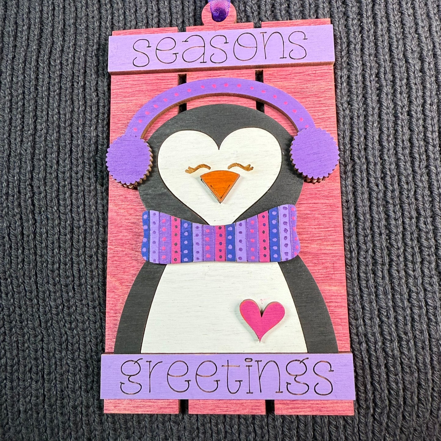 Penguin Pallet Layered Wood Ornament
