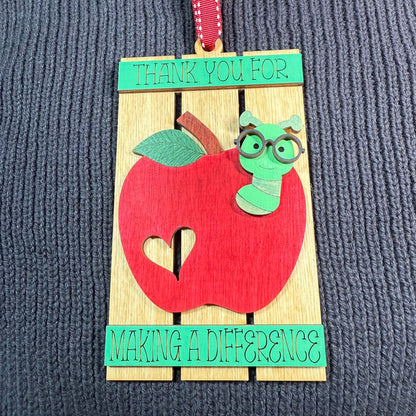 Apple Teacher Pallet Layered Wood Ornament