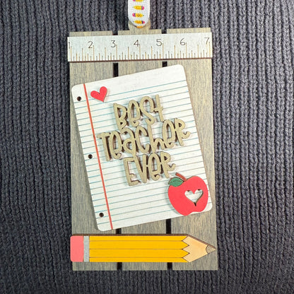 Notebook Paper Teacher Pallet Layered Wood Ornament