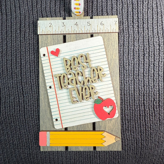 Notebook Paper Teacher Pallet Layered Wood Ornament