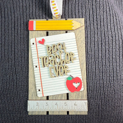 Notebook Paper Teacher Pallet Layered Wood Ornament