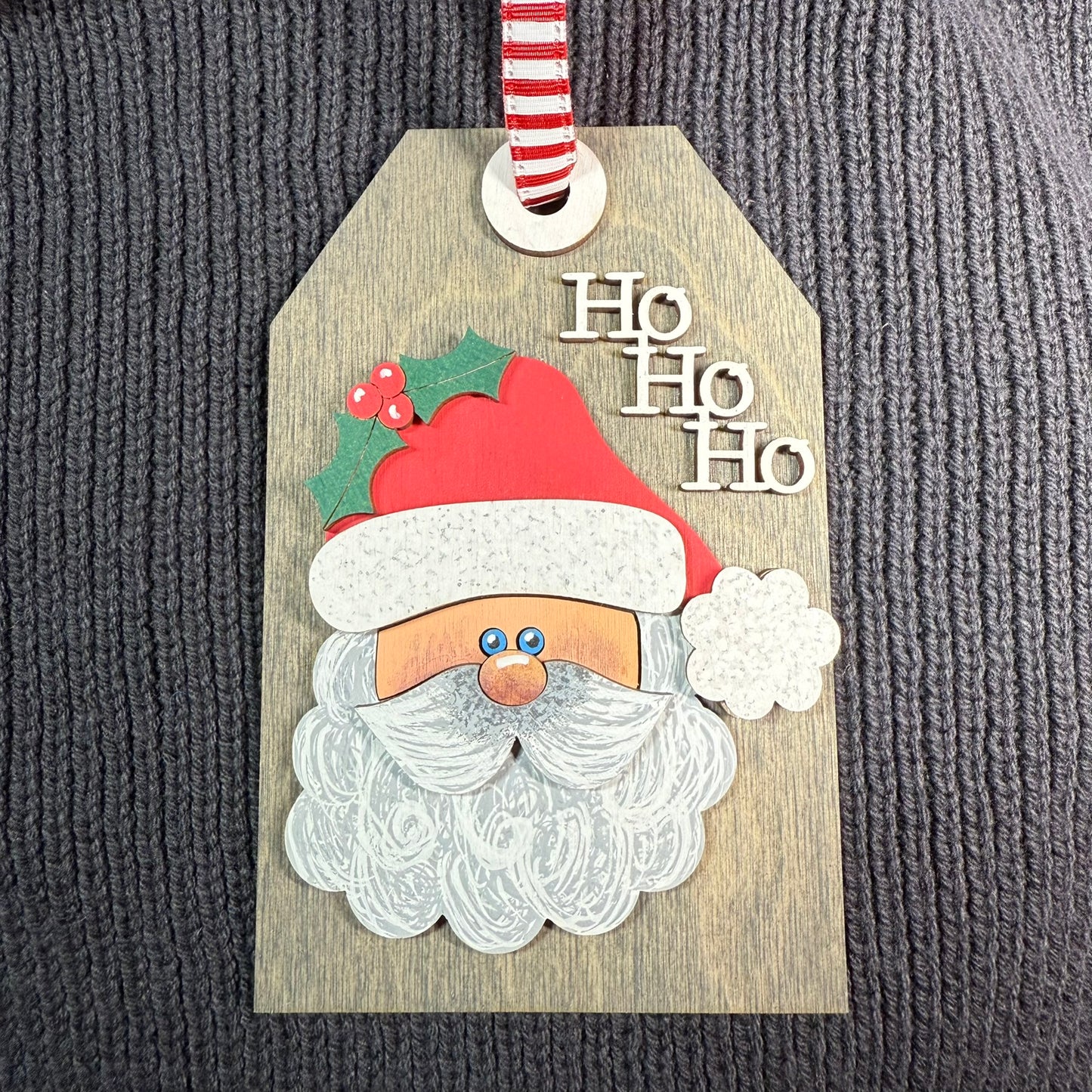 Santa Tag Layered Wood Ornament
