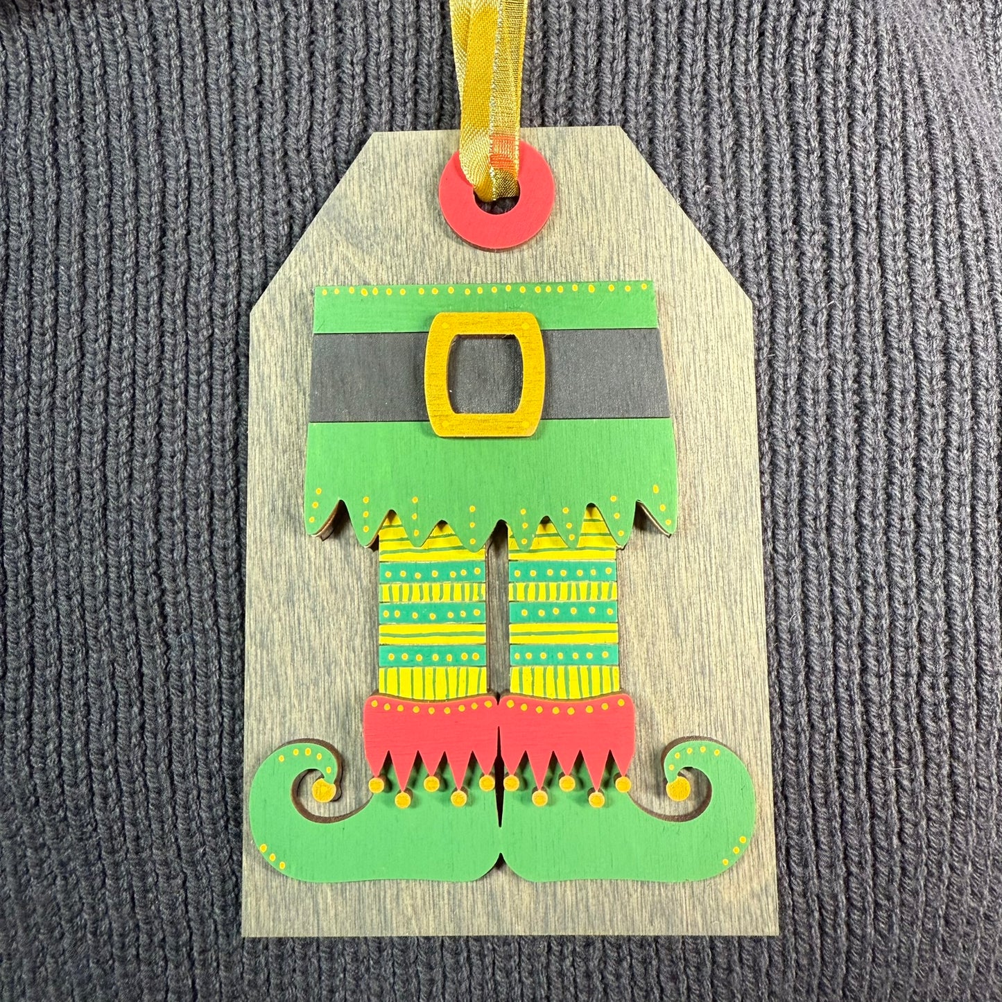 Elf Tag Layered Wood Ornament