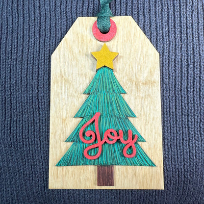 Tree "Joy" Tag Layered Wood Ornament