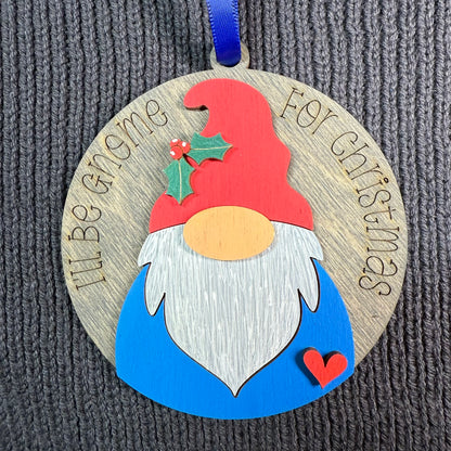 Round Gnome Layered Wood Ornament