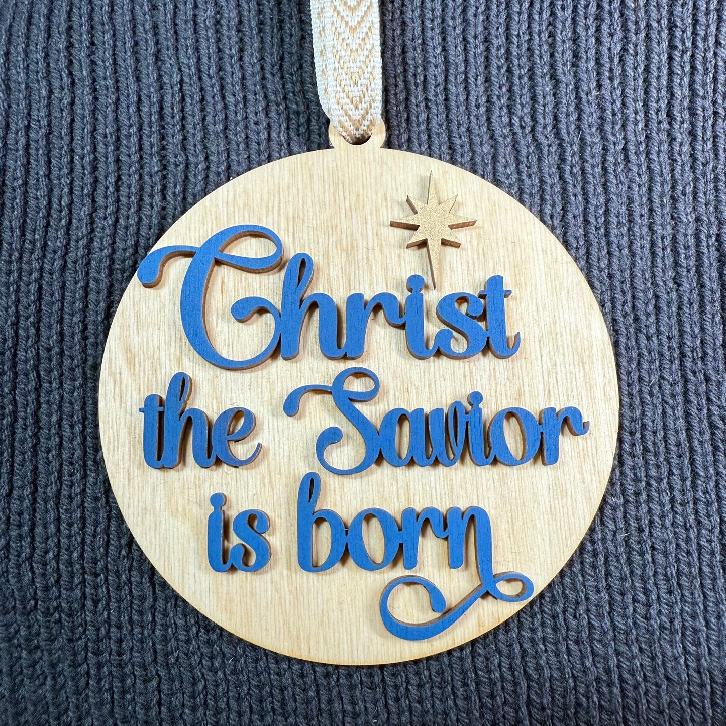 Round Christ the Savior Layered Wood Ornament