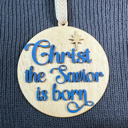 Round Christ the Savior Layered Wood Ornament