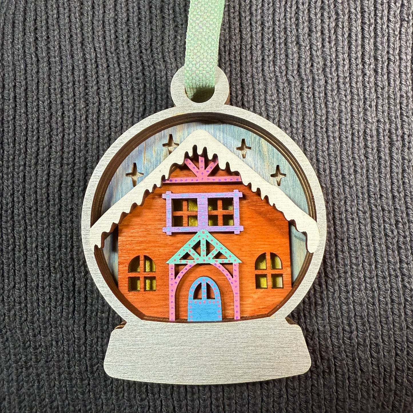 Gingerbread House Layered Wood Ornament