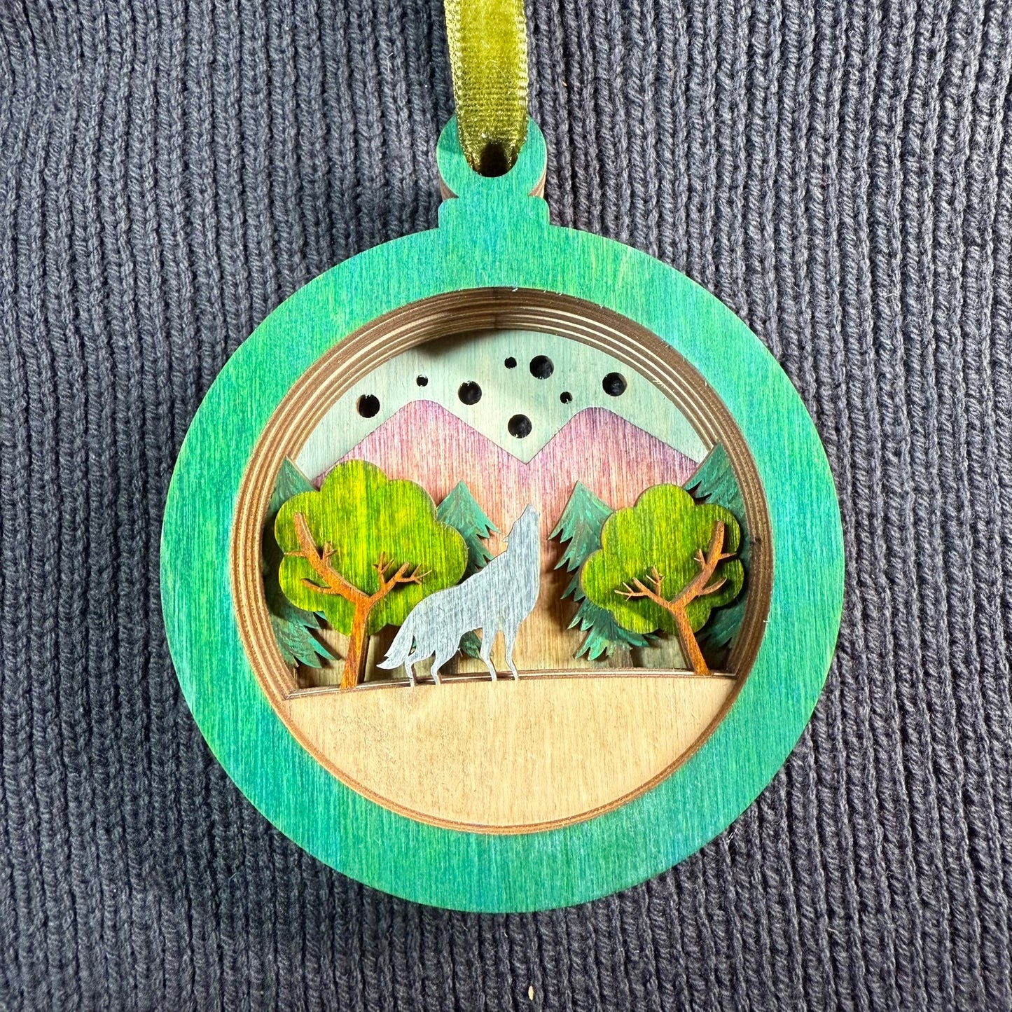 Wolf Layered Wood Ornament