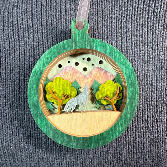 Wolf Layered Wood Ornament