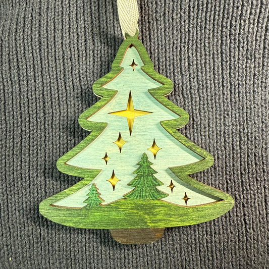 Tree Layered Wood Ornament
