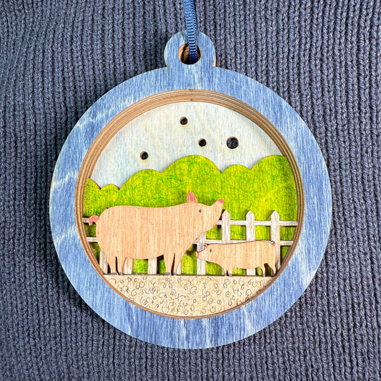 Pig Layered Wood Ornament