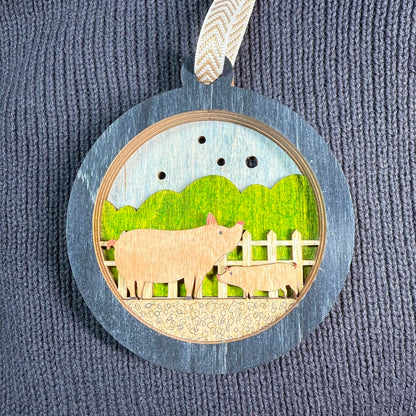 Pig Layered Wood Ornament