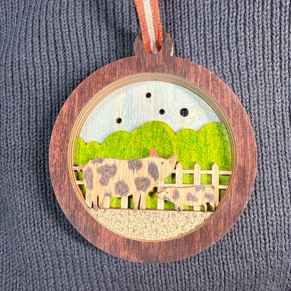 Pig Layered Wood Ornament