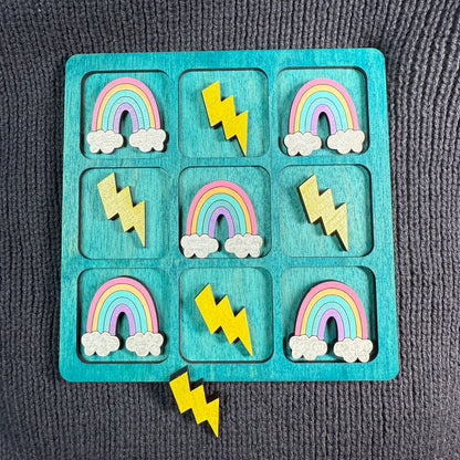 Lightning Bolts & Rainbows Tic Tac Toe Game