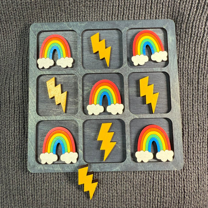 Lightning Bolts & Rainbows Tic Tac Toe Game