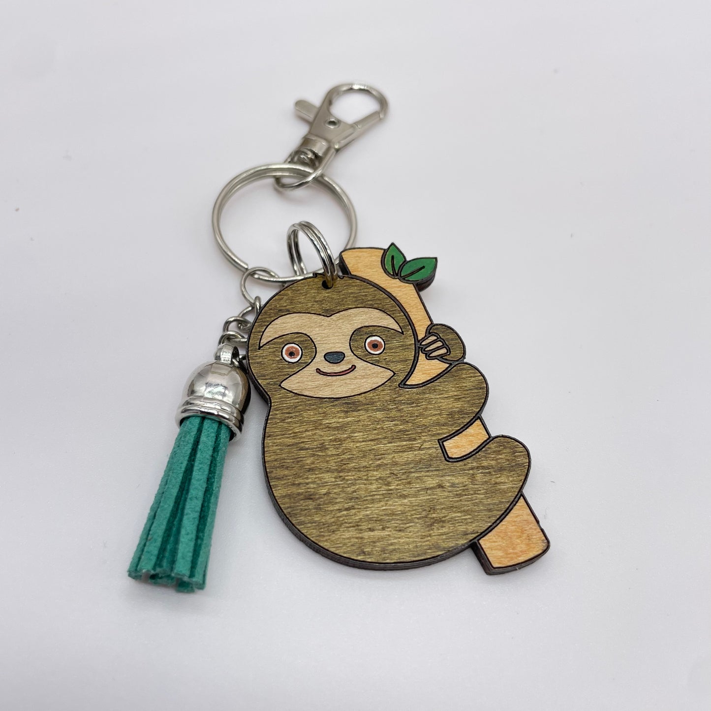 Sloth Wood Keychain