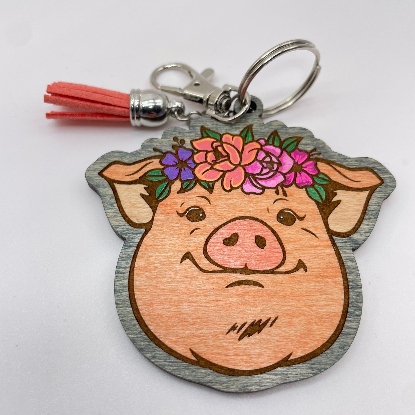 Pig Wood Keychain