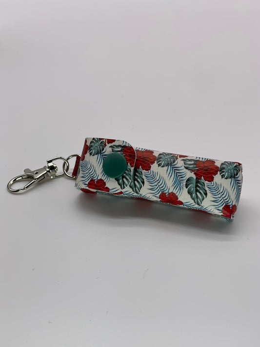 Hibiscus & Monstera Lippie Keychain