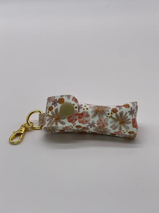 Tan + Peach Floral Lippie Keychain