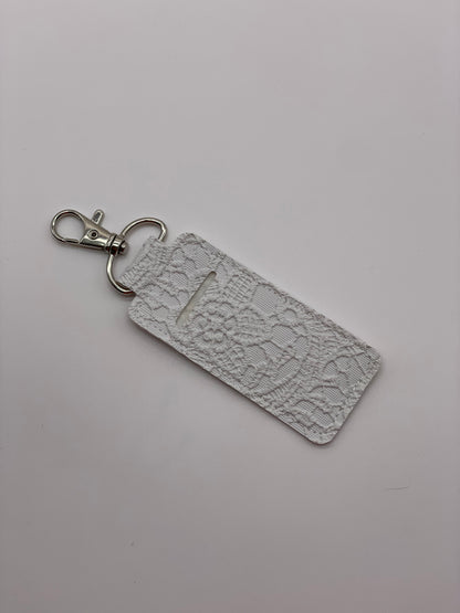 White Butterlace Flat Lippie Keychain