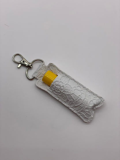 White Butterlace Flat Lippie Keychain