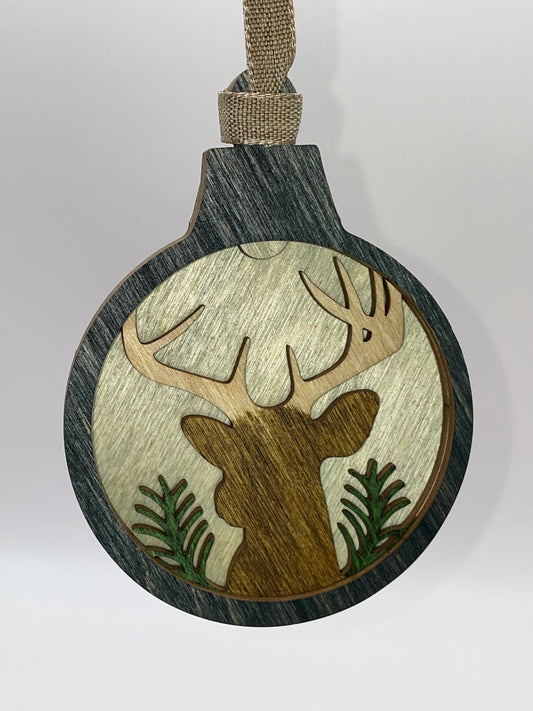 Behind a Buck Layered Wood Ornament