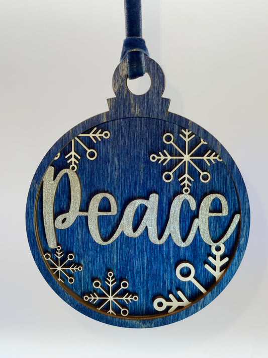 Peace Layered Wood Ornament