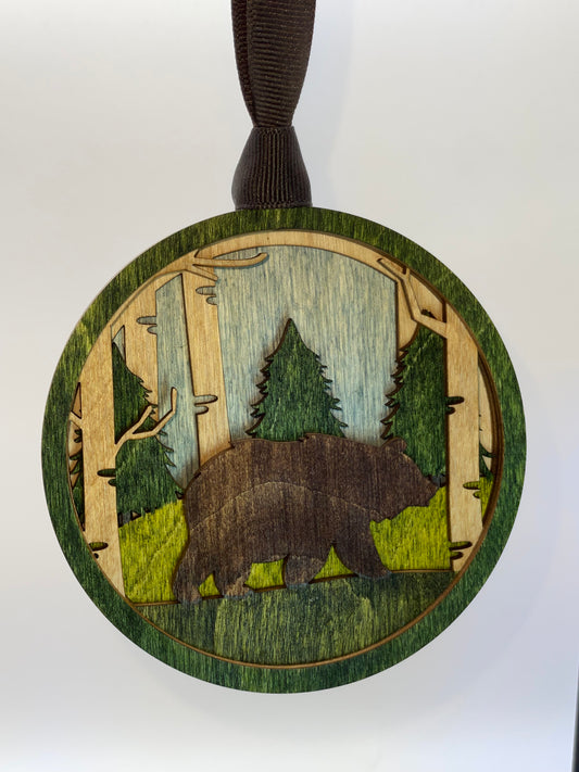 Bear Layered Wood Ornament