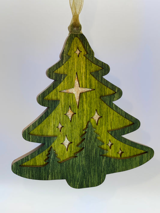 Tree Layered Wood Ornament