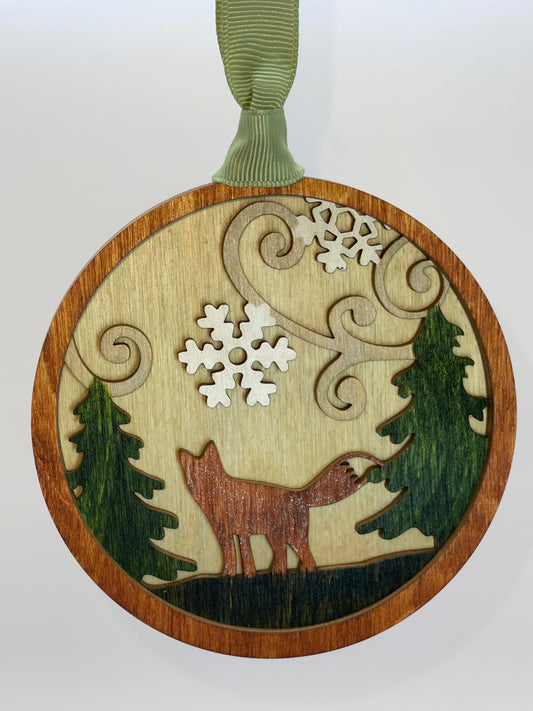 Fox Layered Wood Ornament