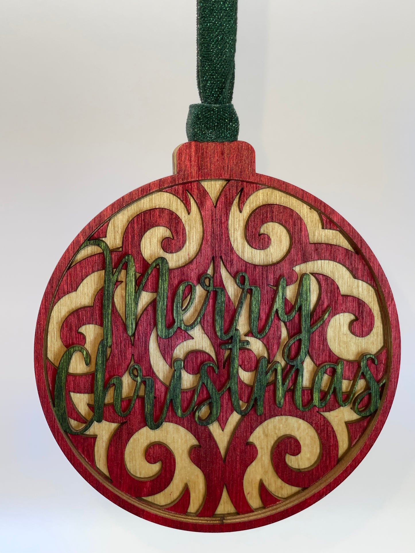 Merry Christmas Layered Wood Ornament