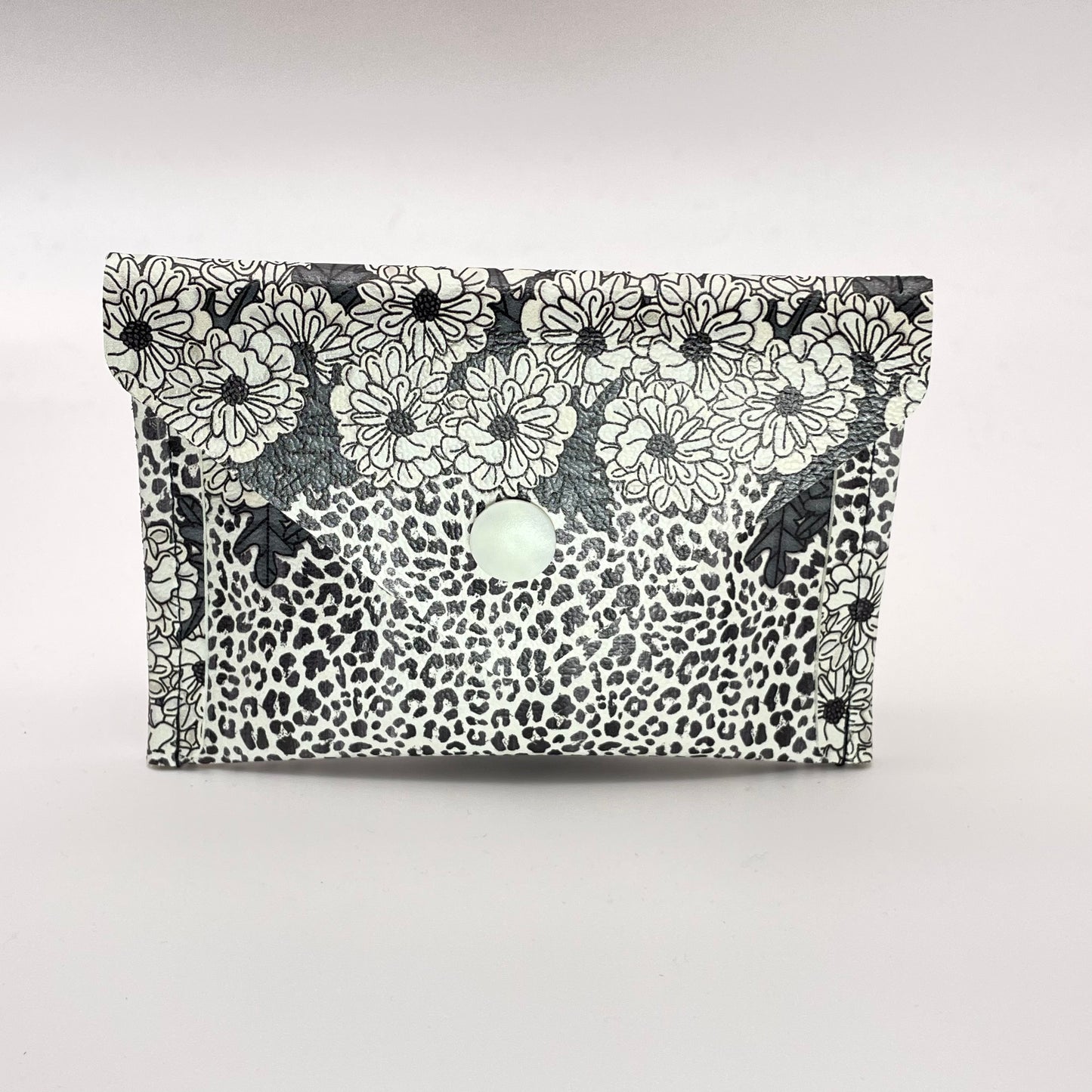 Black Leopard & Floral Card Wallet