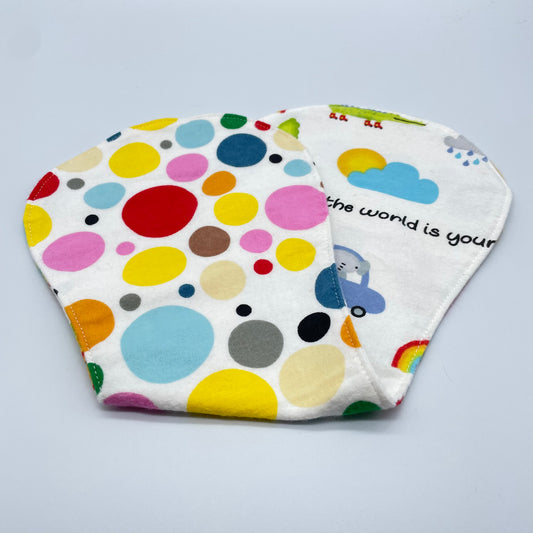 Explore the World + Large Primary Dots Burp Cloth