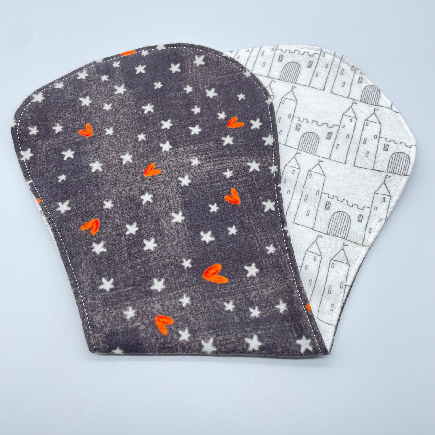 Sketched Castles + Hearts & Stars Burp Cloth