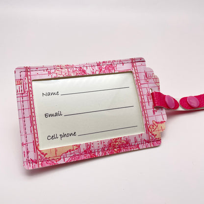 Pink Map Luggage Tag