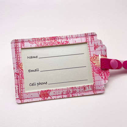 Pink Map Luggage Tag