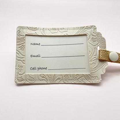 Ivory Embossed Luggage Tag