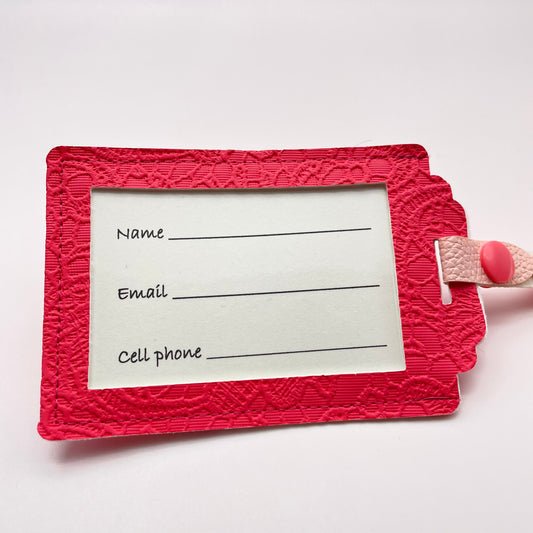 Bright Coral Butterlace Luggage Tag