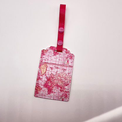 Pink Map Luggage Tag