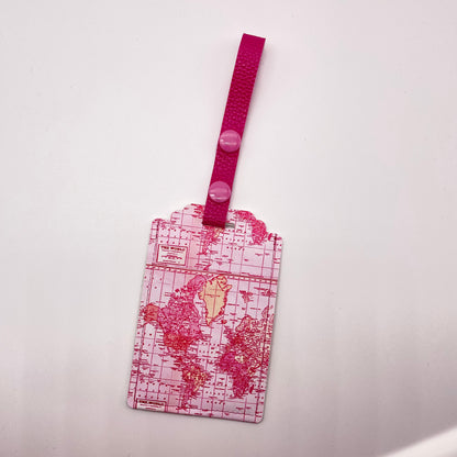 Pink Map Luggage Tag