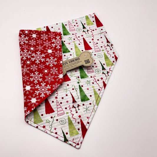 Elf Among the Trees / Red Snowflake Dog Bandana