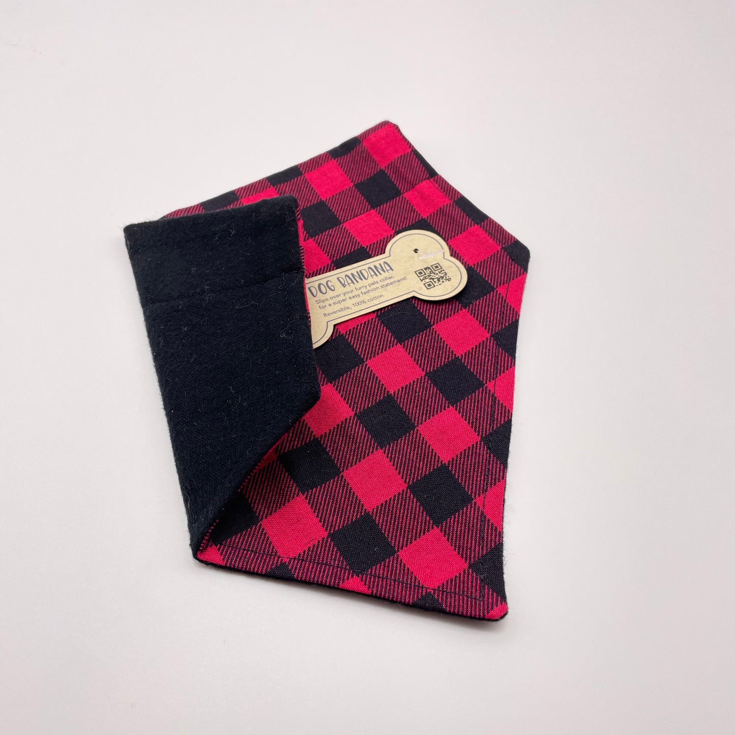 Red Buffalo Plaid / Black Flannel Pups Dog Bandana