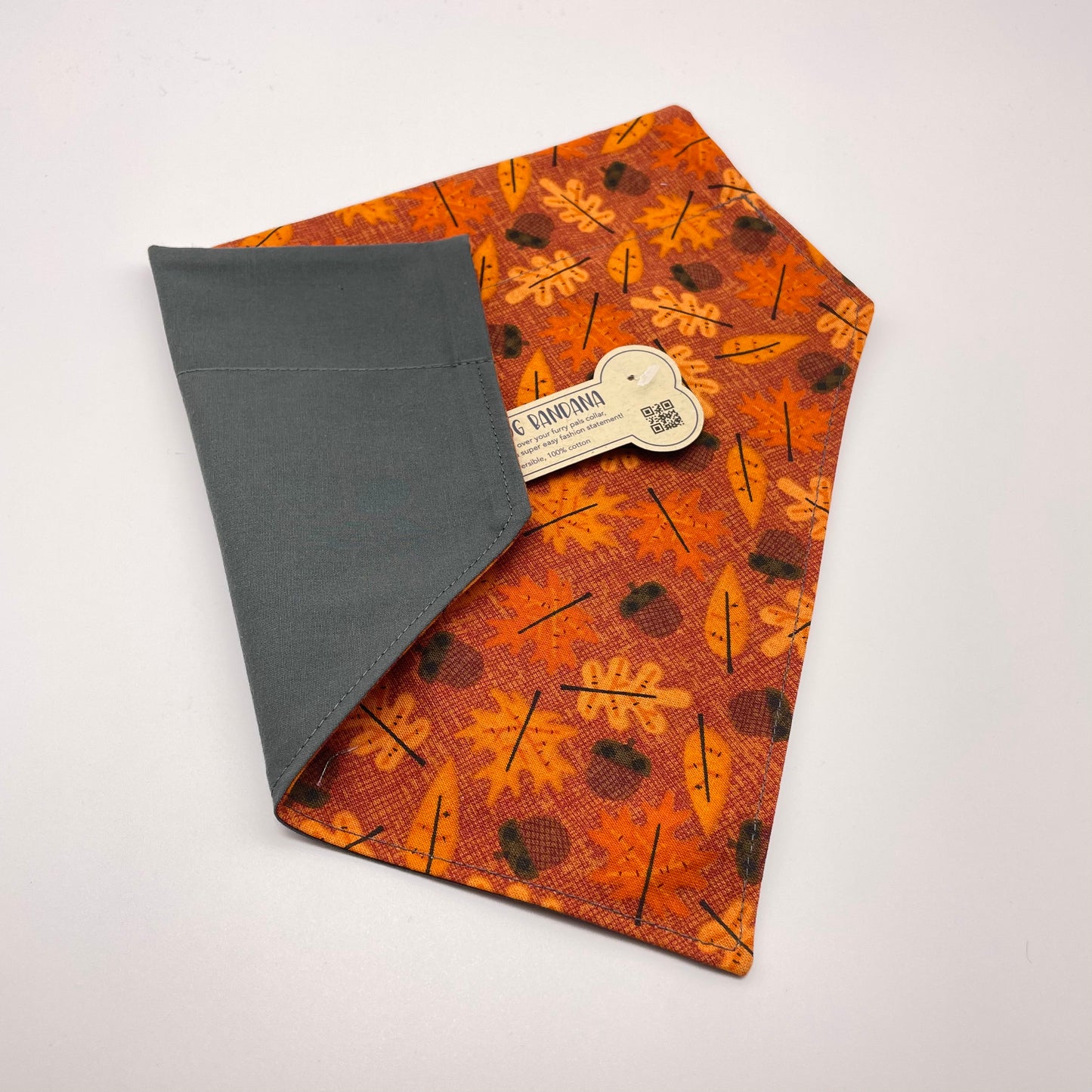 Autumn Acorns / Gray Dog Bandana