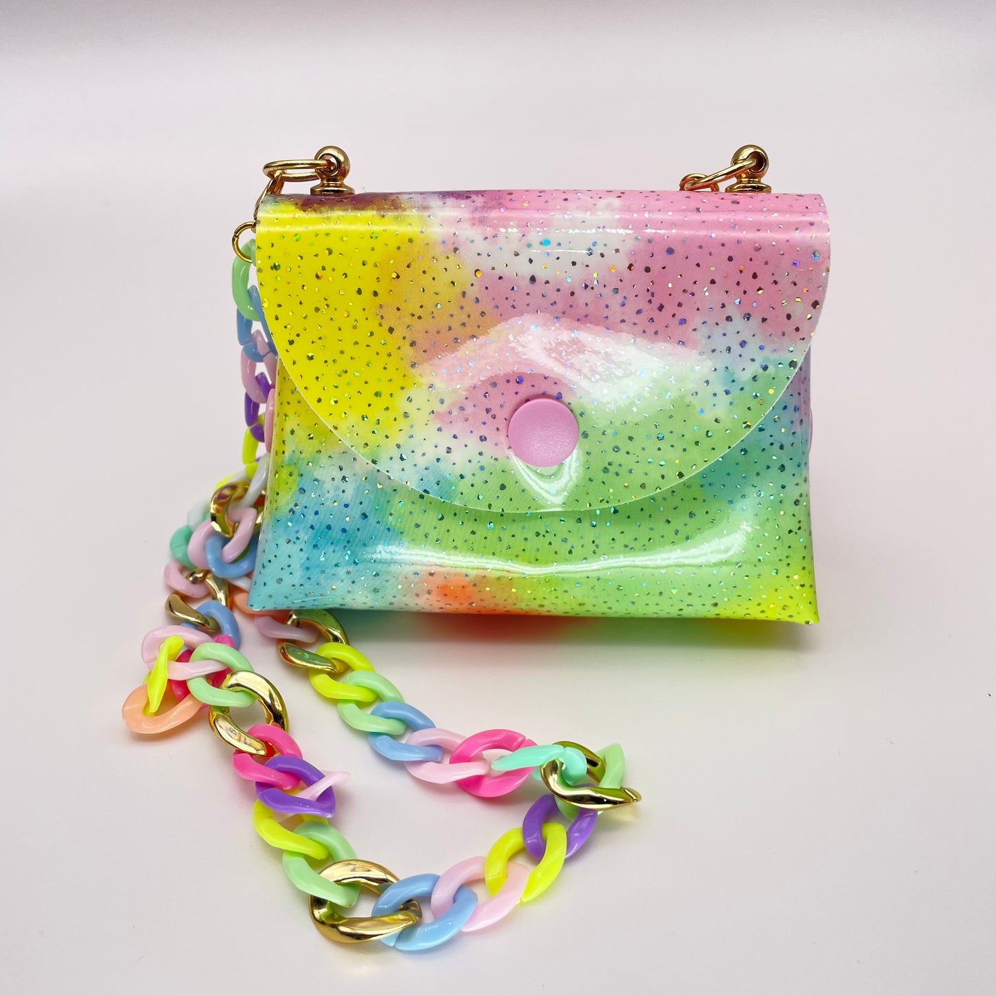 Rainbow Glitter Paint Spill Petite Purse