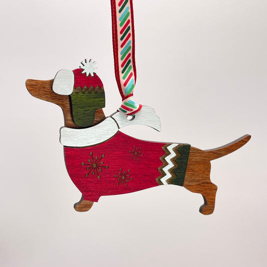 Dachshund Layered Wood Ornament