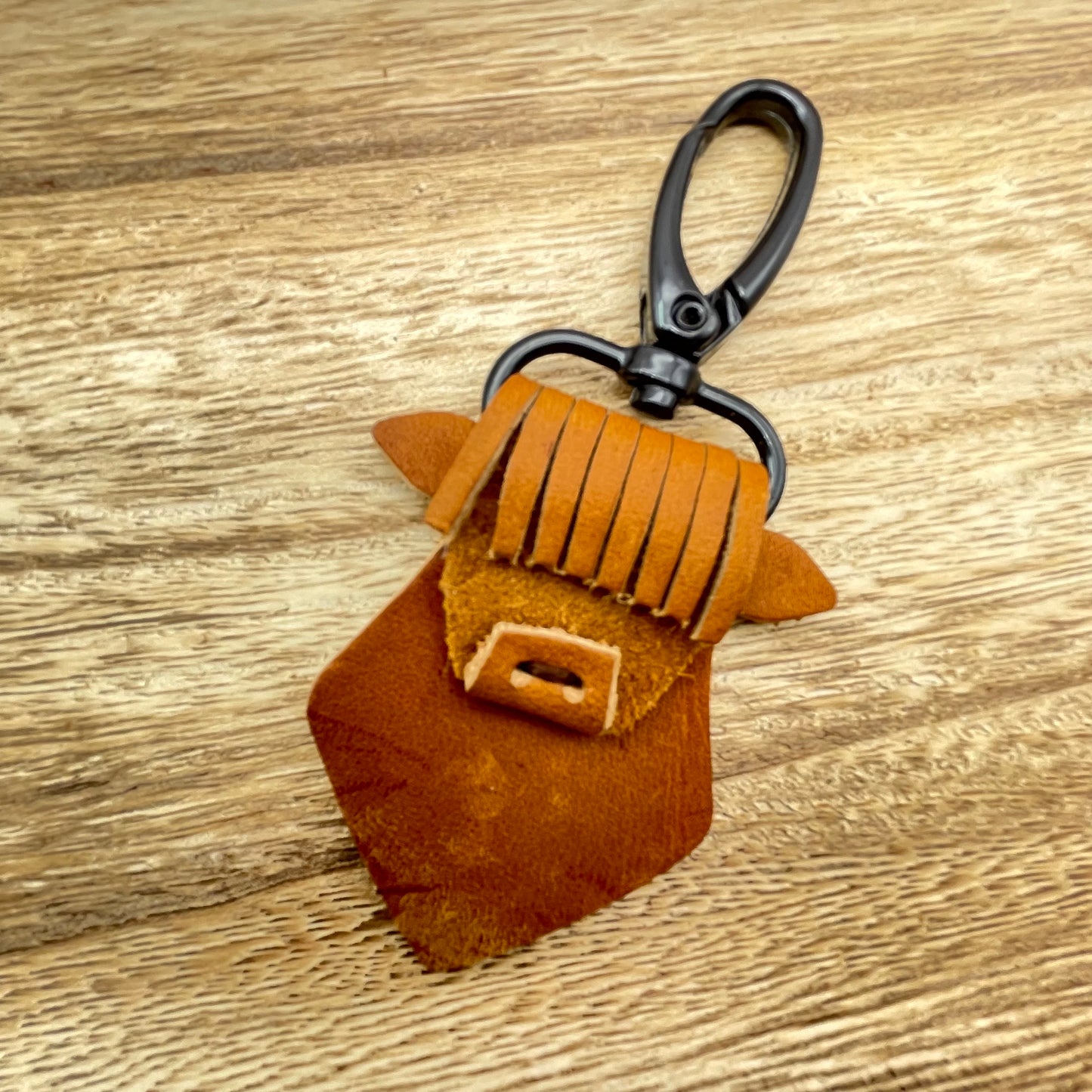 Genuine Leather Highland Cow Keychain