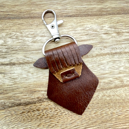 Genuine Leather Highland Cow Keychain